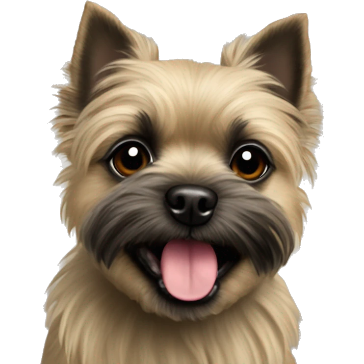 small cairn terrier dog fawn colored wire coat with a pug tail super happy  emoji