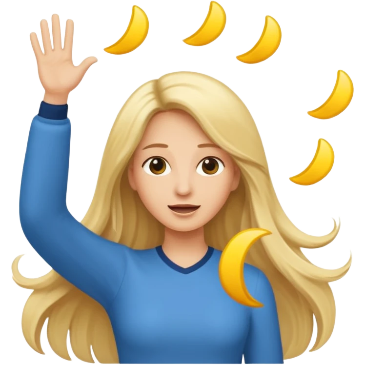 lady with long blonde hair throwing her ands in the air saying why emoji