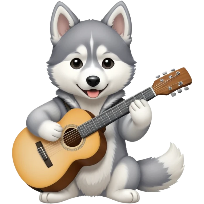 husky with guitar emoji