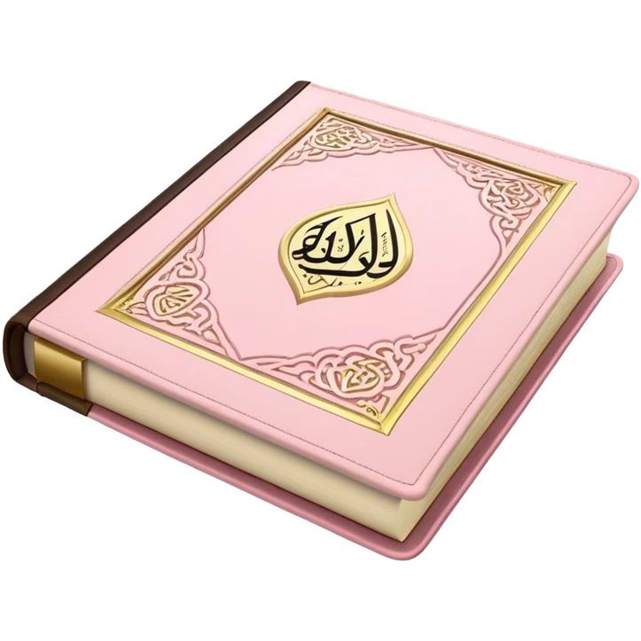 Light Pink Quran holy book with golden Arabic writing "الله" on the top emoji