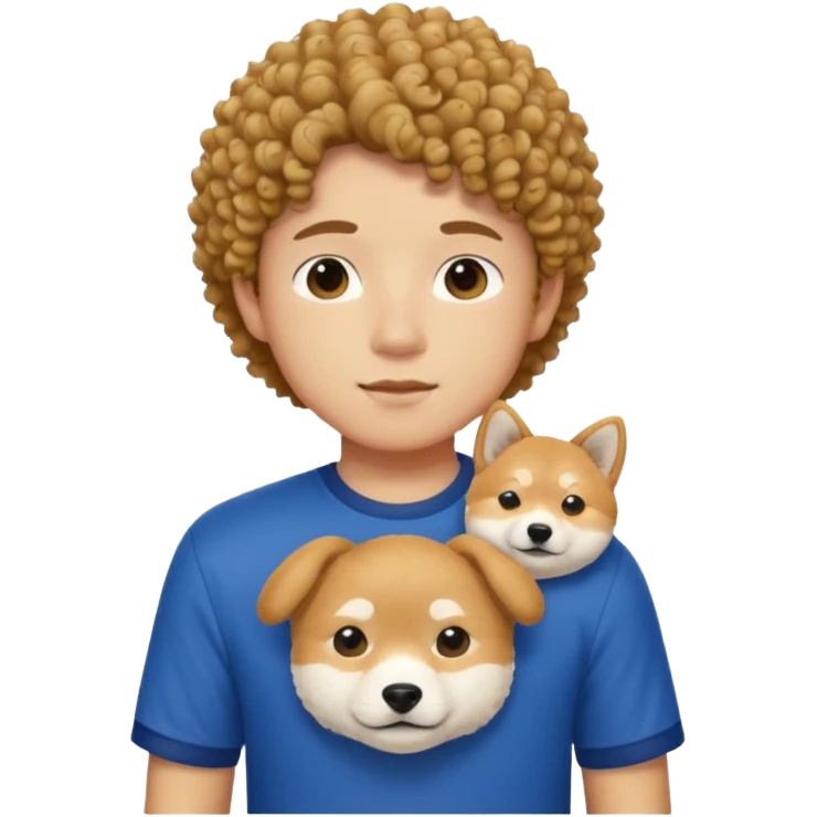 Italy shirt boy curly hair next to Shiba Inu emoji