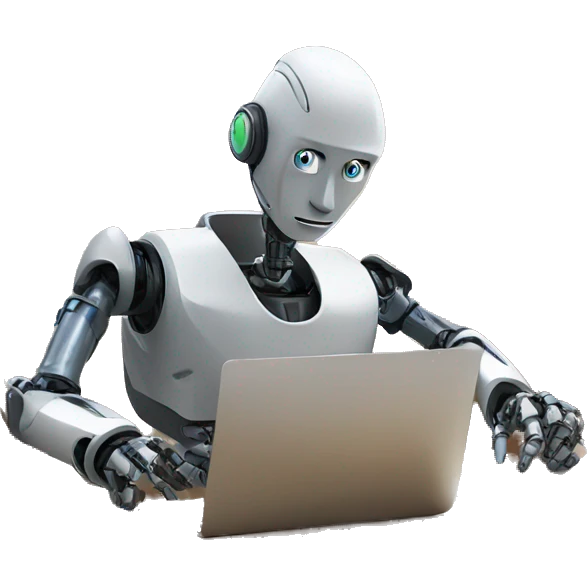 a robot doing the homeworks of a student that is sitting next to him emoji