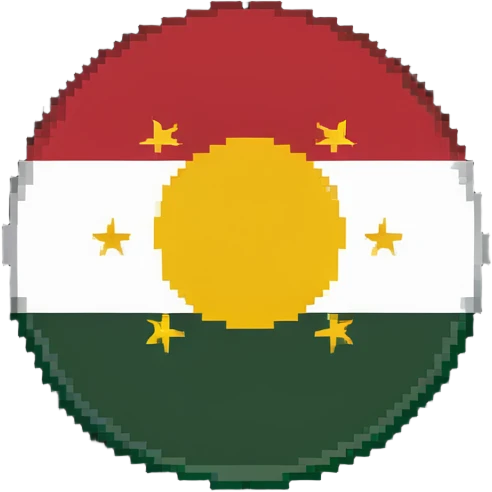flag of Kurdistan with red, white and green horizontal stripes and a yellow sun symbol emoji