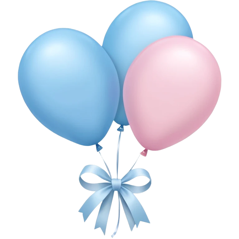 Light pink and pastel blue balloons tied together by a white ribbon emoji