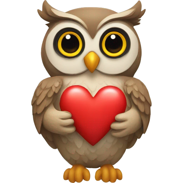 Owl holding heart emoji