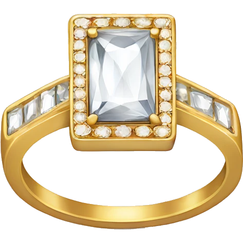 Engagement ring with small diamonds surrounding the large rectangle one  emoji