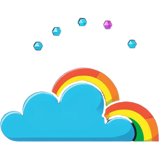 whimsical cloud made of crystals with rainbow reflections emoji