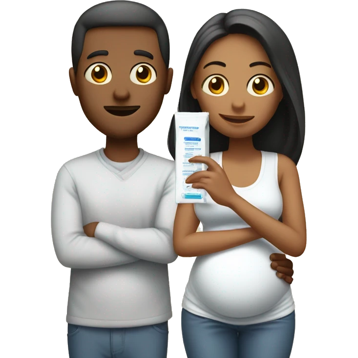 couple looking at pregnancy test emoji