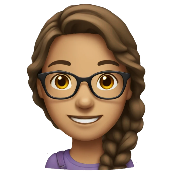 Girl with glasses and brown hair smiling emoji