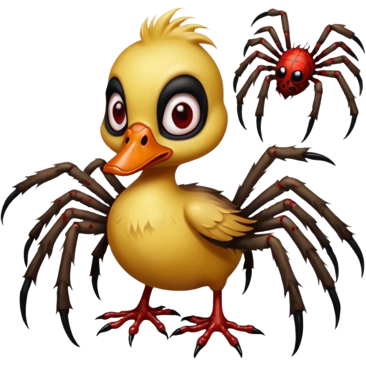 Zombie duckling with spider legs horror bloody eyes emoji