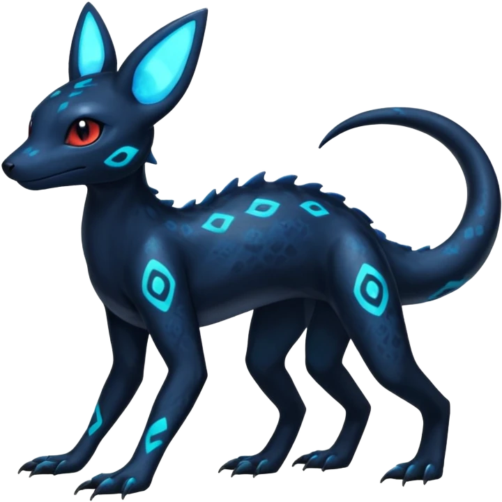 L Scaley Exotic Salandit-Aurorus-Umbreon-Fakémon-hybrid-creature (full body), 4 legs emoji