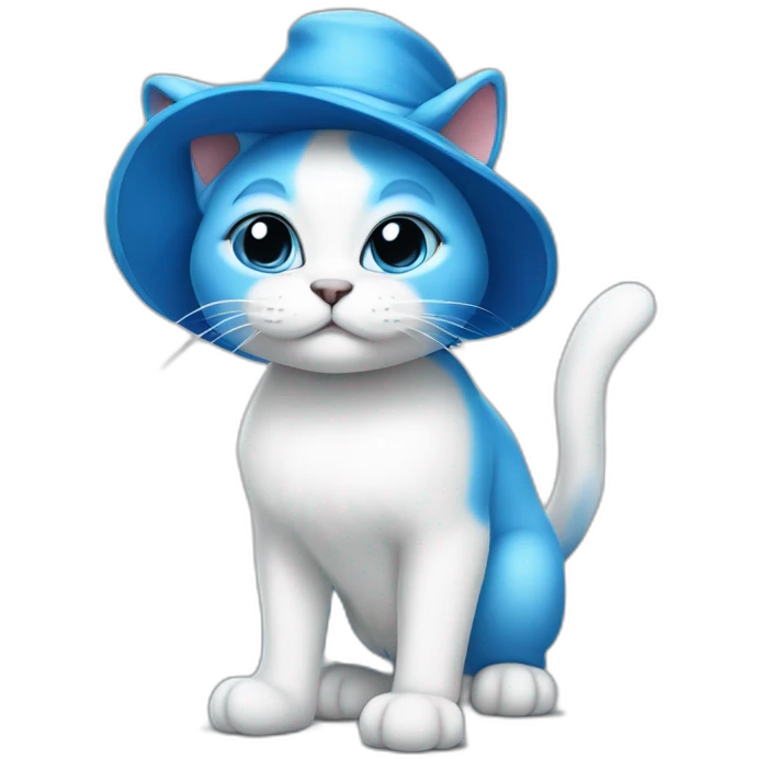 blue smurf cat in white hat emoji