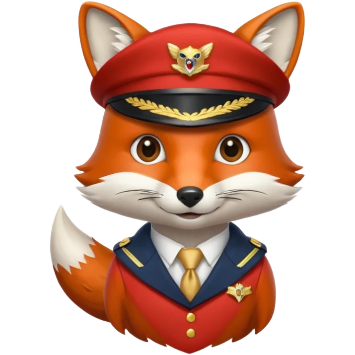 fox wearing a captain's hat emoji