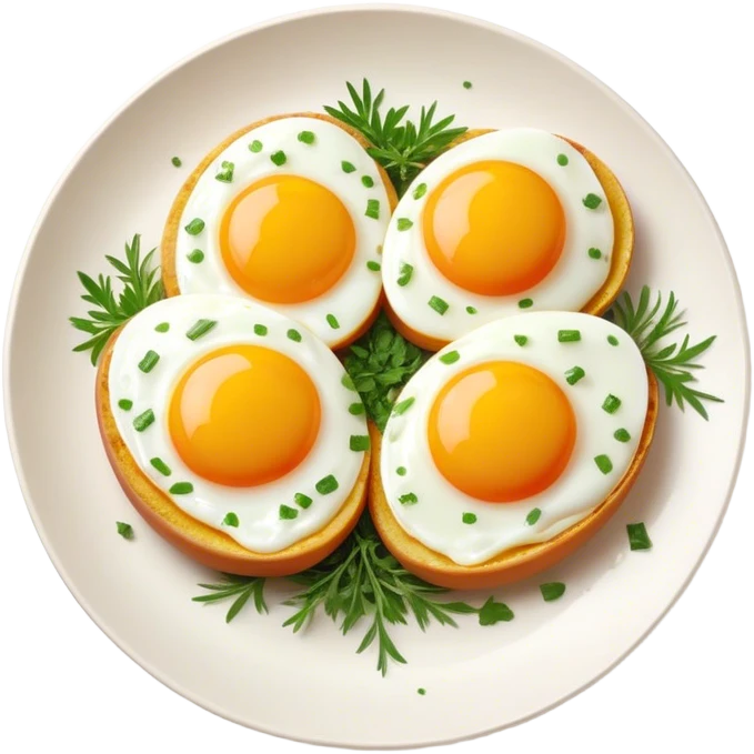 Cinematic sunny-side-up eggs, perfectly cooked with glossy yolks, crispy golden edges, sprinkled with fresh herbs, served on a rustic plate, bright and inviting, highly detailed and appetizing. emoji