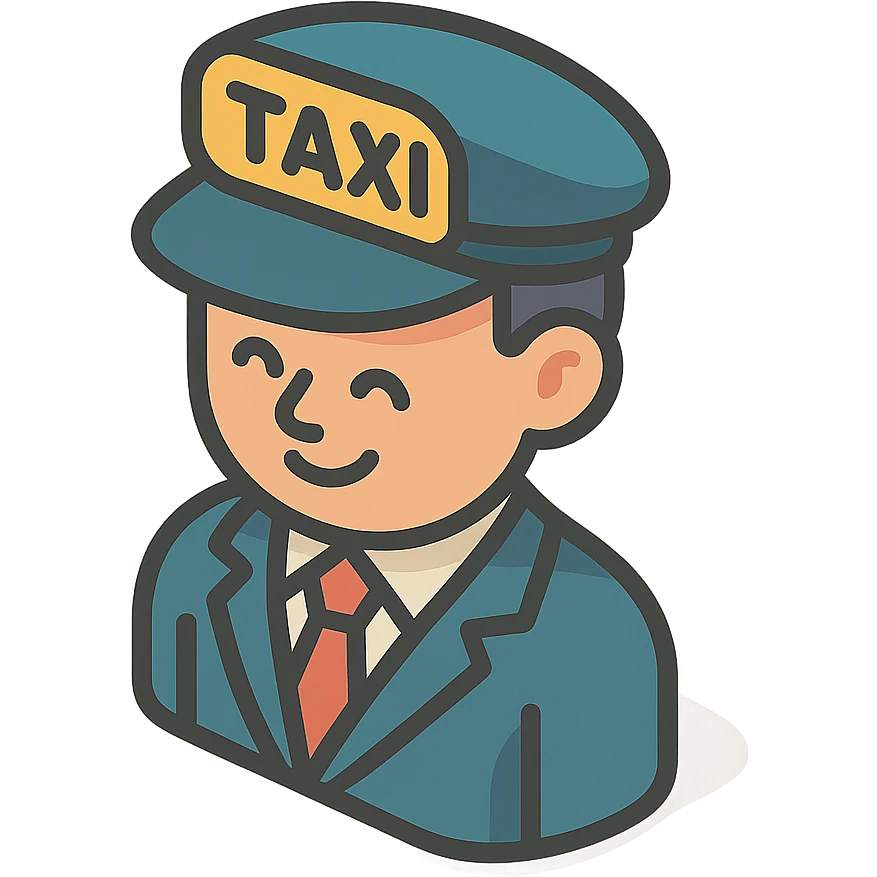 friendly taxi driver emoji