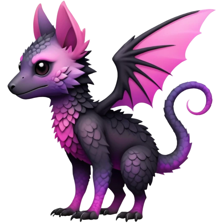 Cool Edgy Black-pink-purple-gradient badass Trico-animal-creature full body emoji