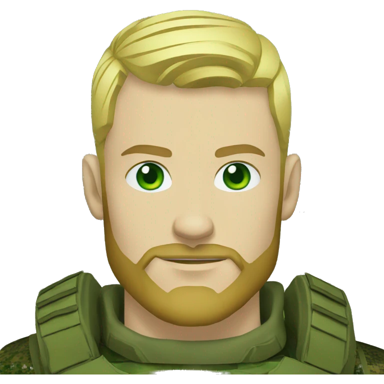 ukrainian military blonde man with a beard with green eyes with blue viking paint on the face  emoji