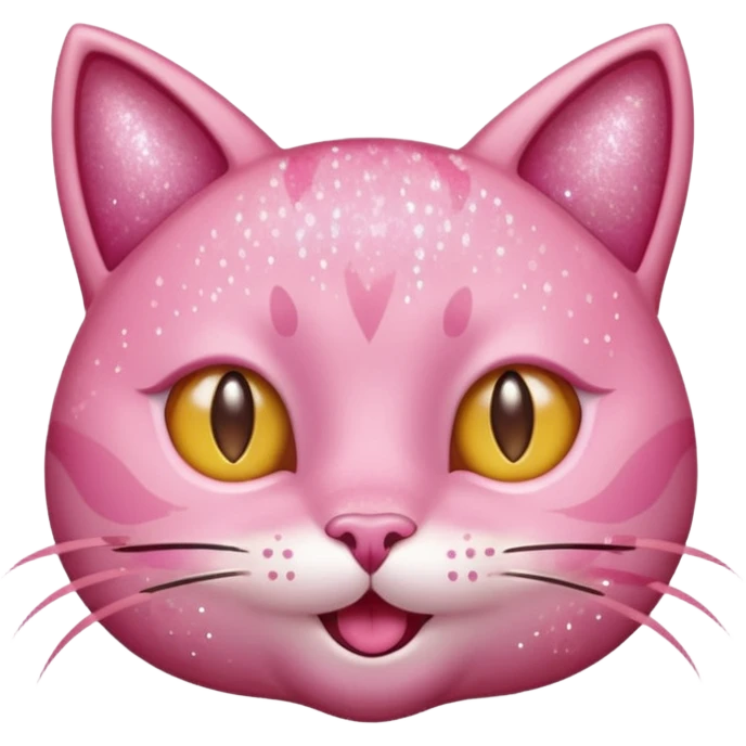 glitter pink cat happy winking emoji