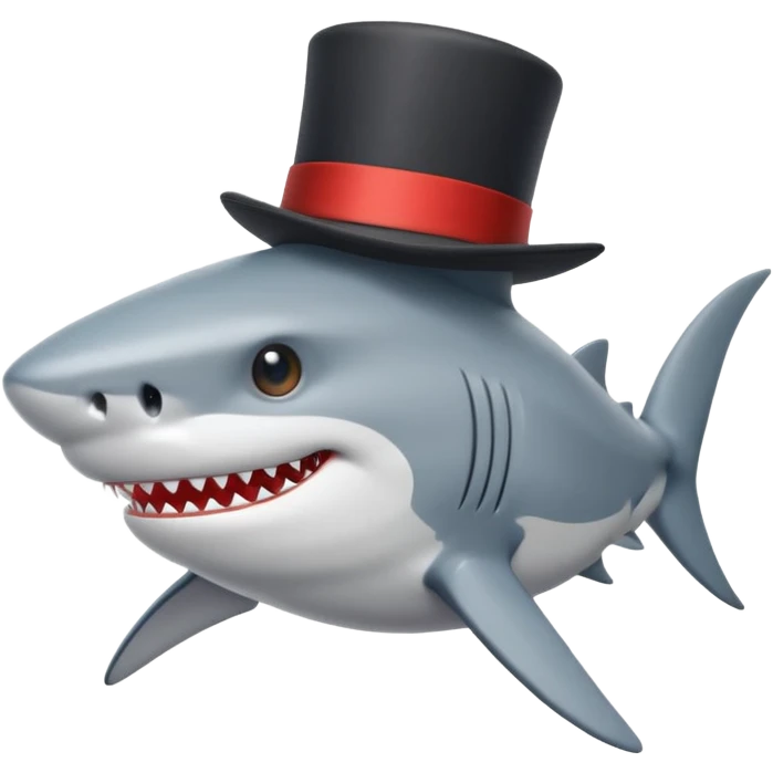 Shark with a top hat emoji