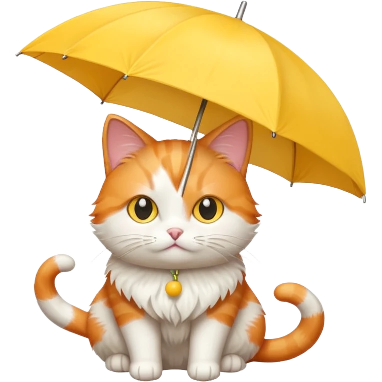 The cat is holding a yellow umbrella. emoji