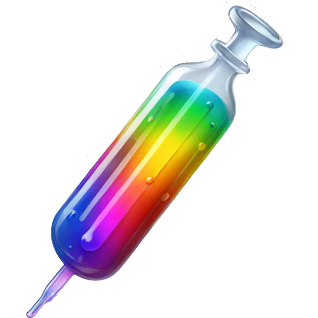 Syringe filled with rainbow liquid emoji