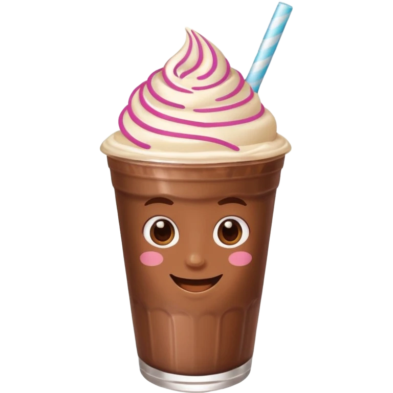milkshake with a face, chocolate emoji