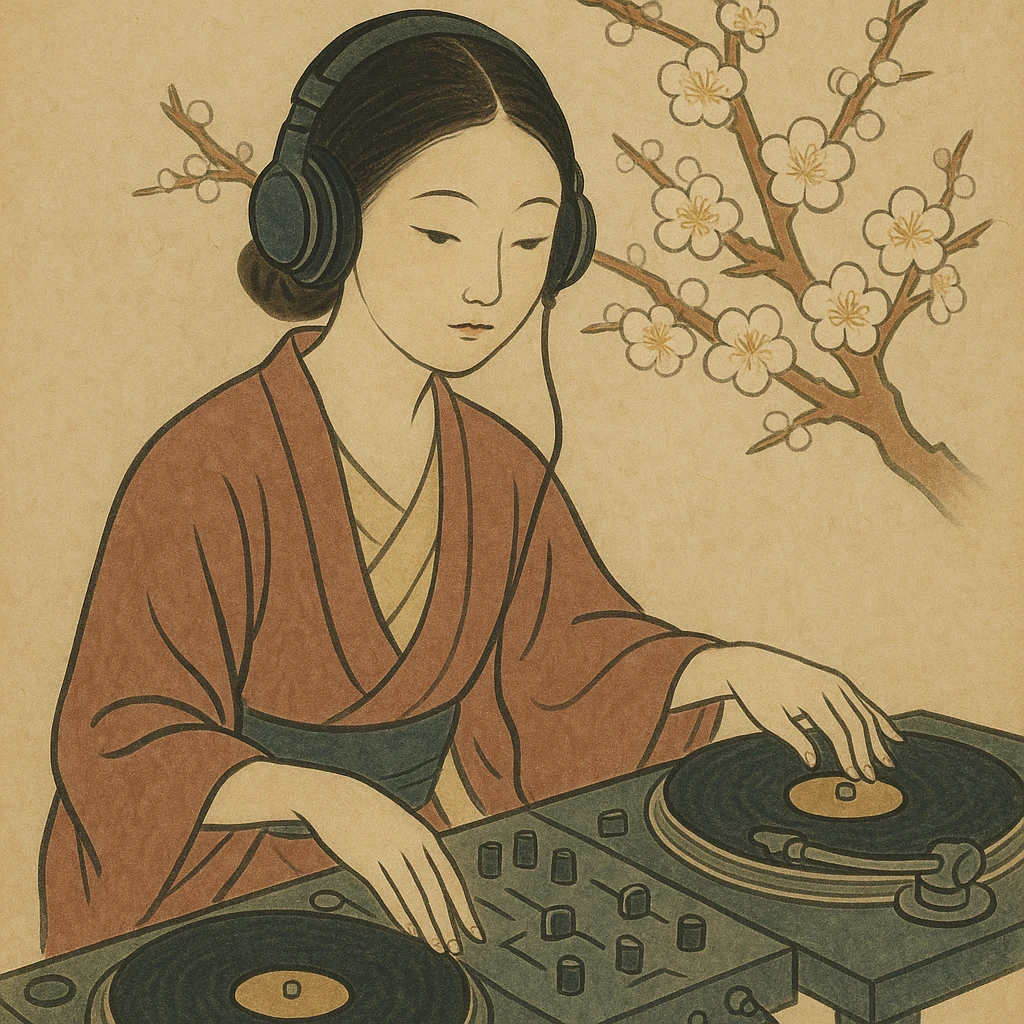 girl playing DJ set emoji