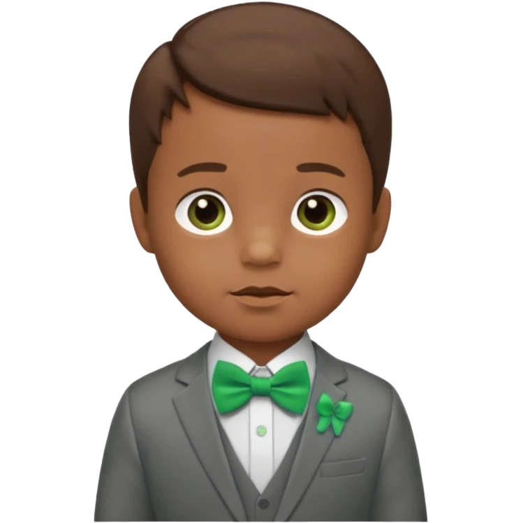 baby boy brown hair in suit, with green bow emoji