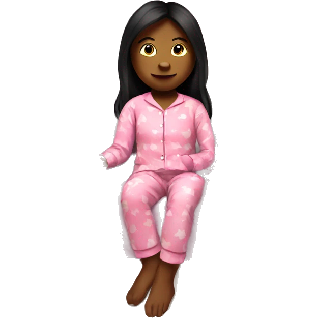 Girl in bed playing roblox on her iPad and wearing a pink Pyjama  emoji