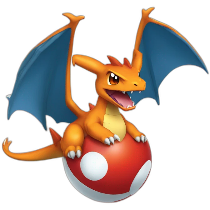Charizard coming out of a pokeball emoji