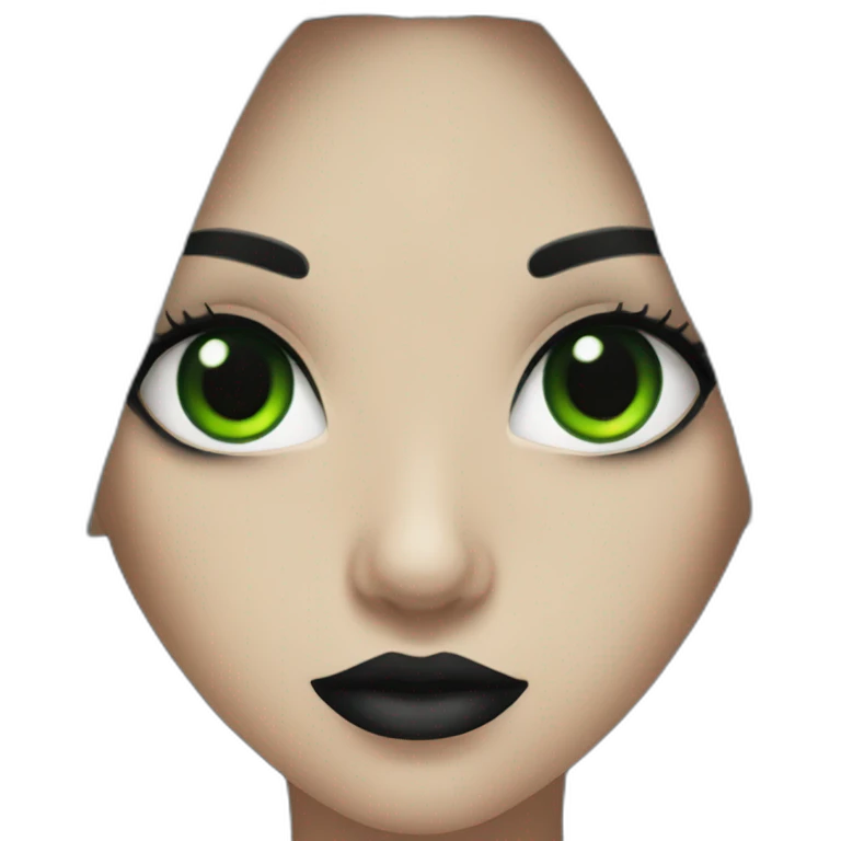 goth girl with green eyes and black hair emoji