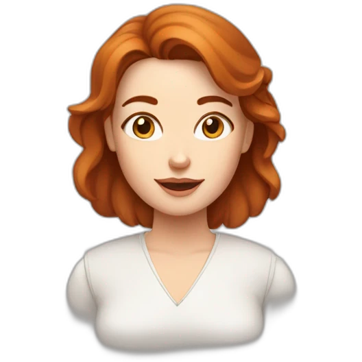 Femme rousse aux yeux vairons avec un chiens blanc et marron emoji