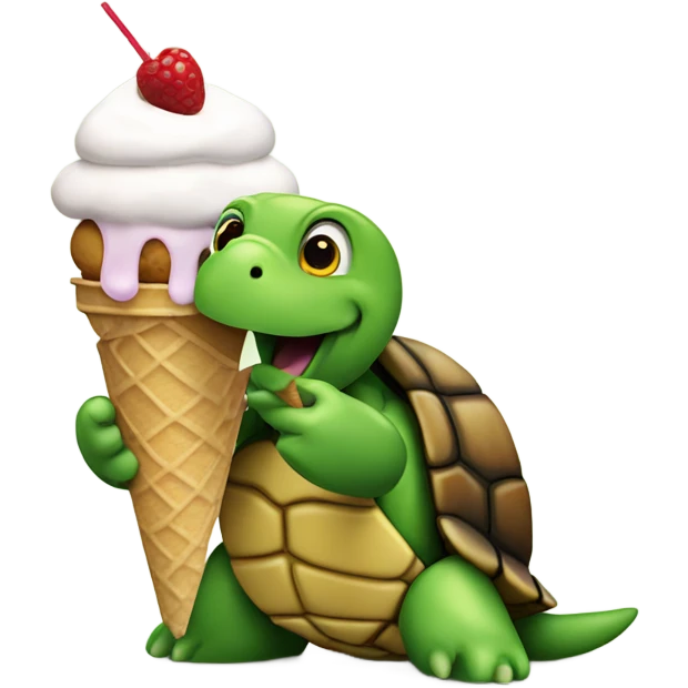 turtle eating ice cream emoji