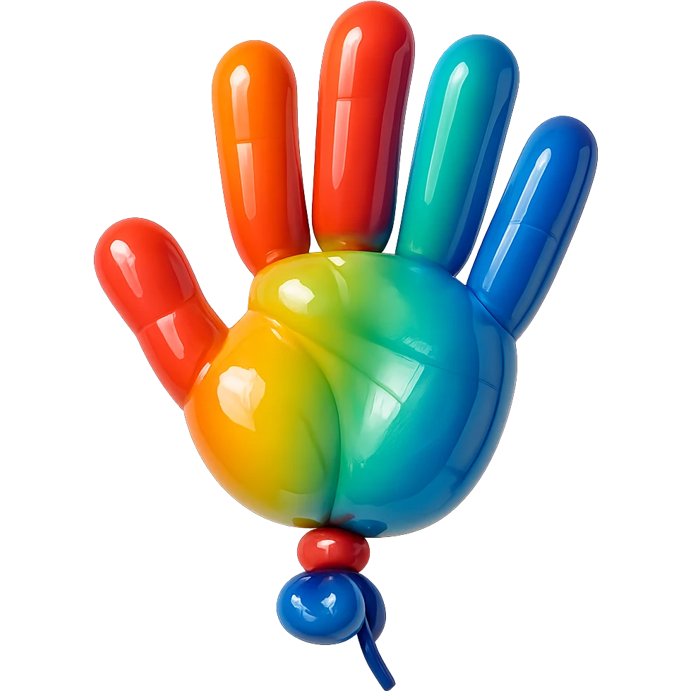 a hand, balloon style emoji