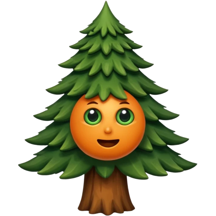 sapin avec deux gros yeux orange, pas de bouche emoji