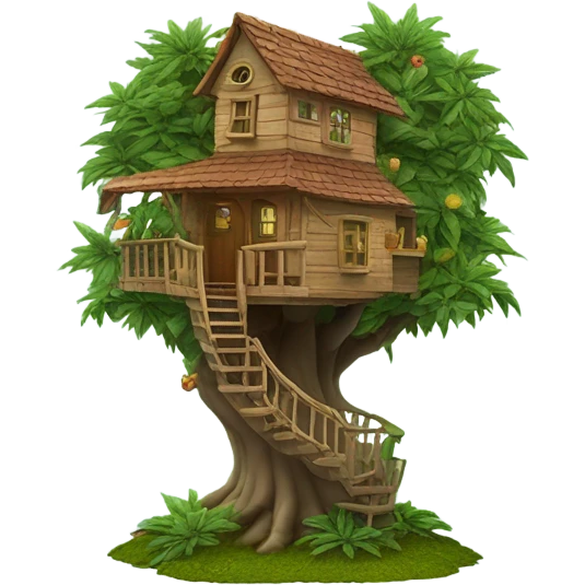 a miniture tree house on a cannabis plant  emoji