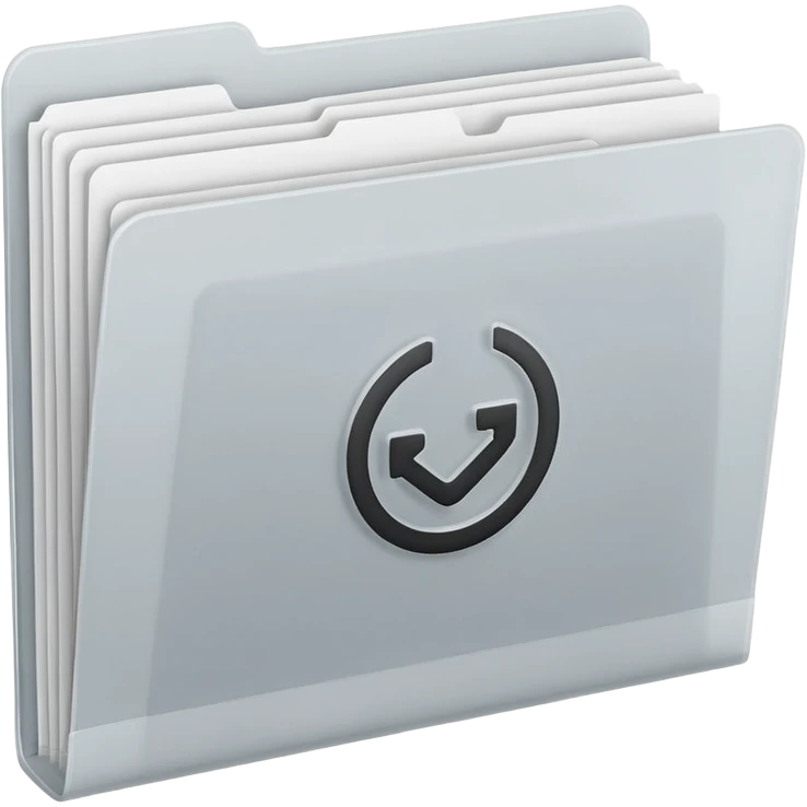 A minimal emoji-style icon of this frosted light-gray plastic folder with elastic closure, closed, with a small clean tax/forms symbol on the front (stacked papers or checklist icon), subtle shading, and a neutral, administrative, organized vibe. emoji