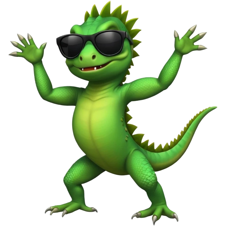 capitalist iguana with black sunglasses dancing emoji