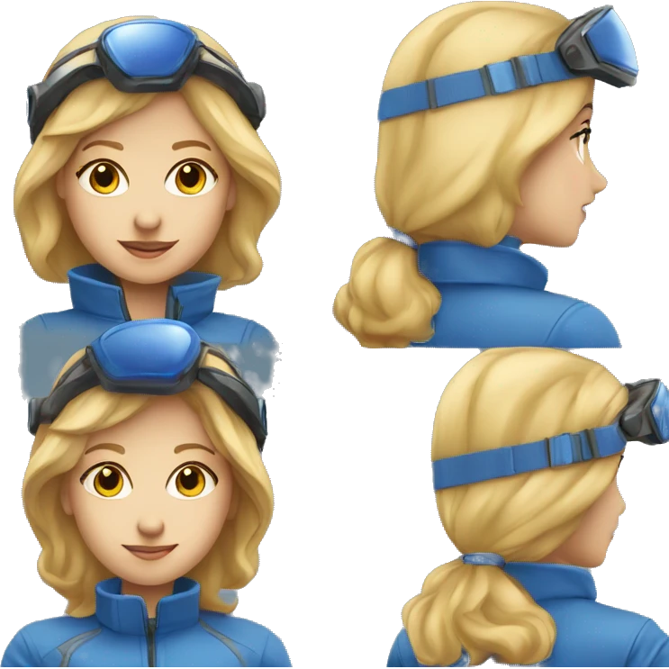 Pretty Honey blonde woman fair skin in blue helmet and blue flight jumpsuit  emoji