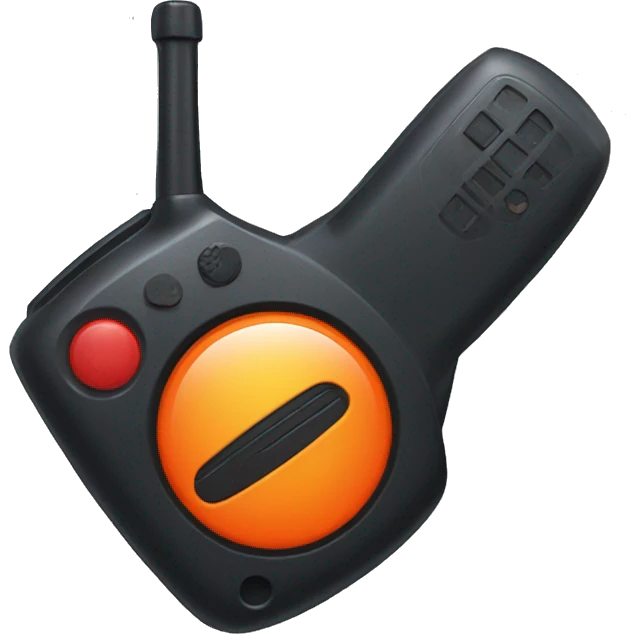 black walkie talkie with red-orange button on side emoji