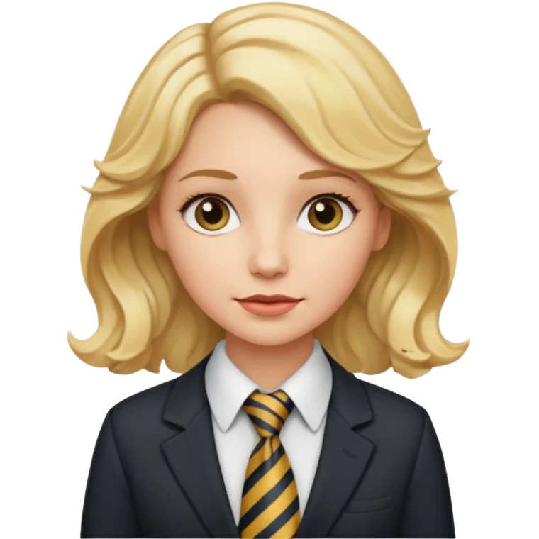 white collar woman with tie, wavy blonde hair emoji