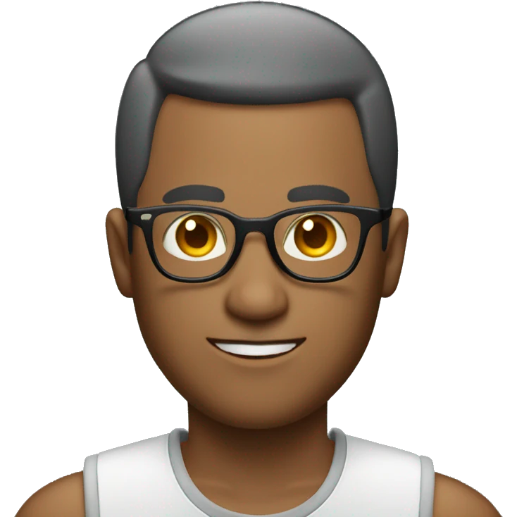 crew cut man with glasses full body emoji