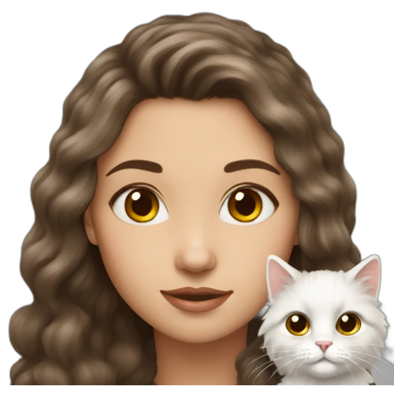 Girl-brunette-and-cat-angora emoji