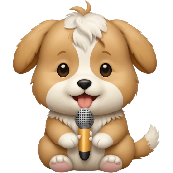 White and tan puppy singing emoji