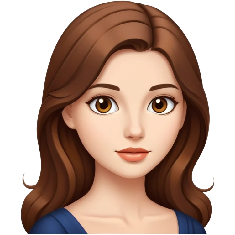 beautiful young woman with long brown hair, elegant appearance emoji