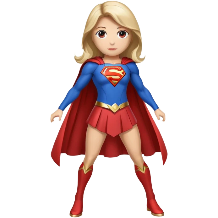Supergirl superhero full body, blue suit with red cape and S emblem emoji