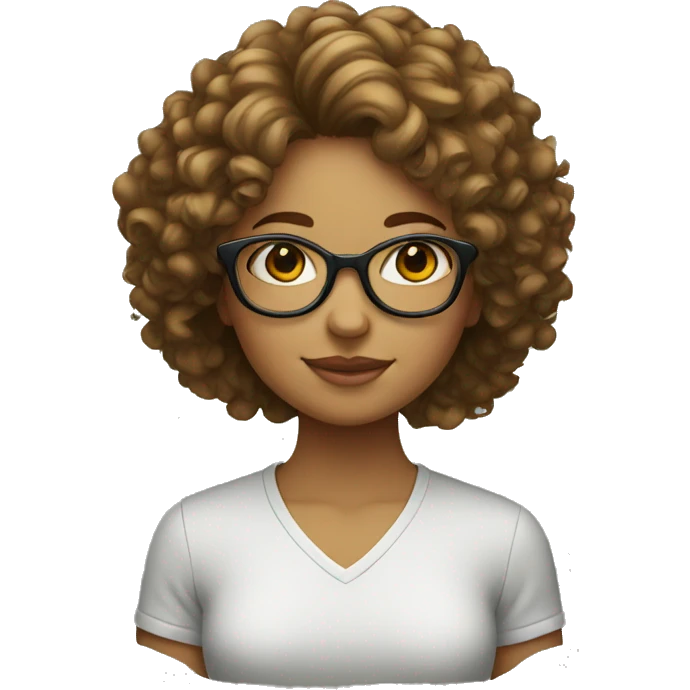 A girl with curly hairs wearing glasses emoji