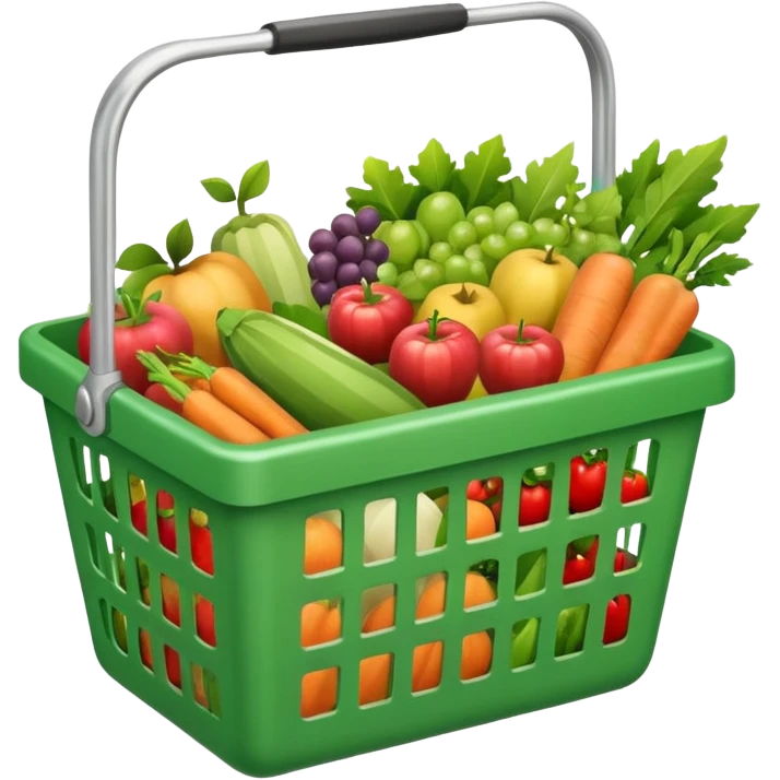 A GREEN SHOPPING BASKET WITH GROCCERIES IN IT emoji