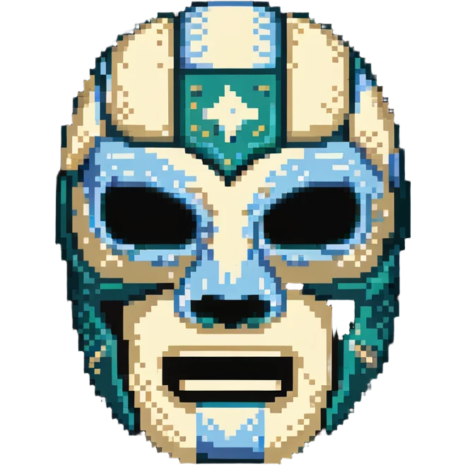dark green, cream, and Carolina blue luchador mask emoji