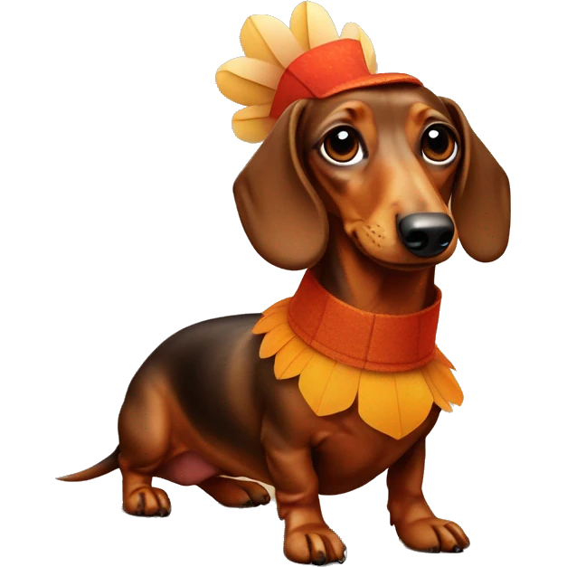 Dachshund dressed as a turkey  emoji
